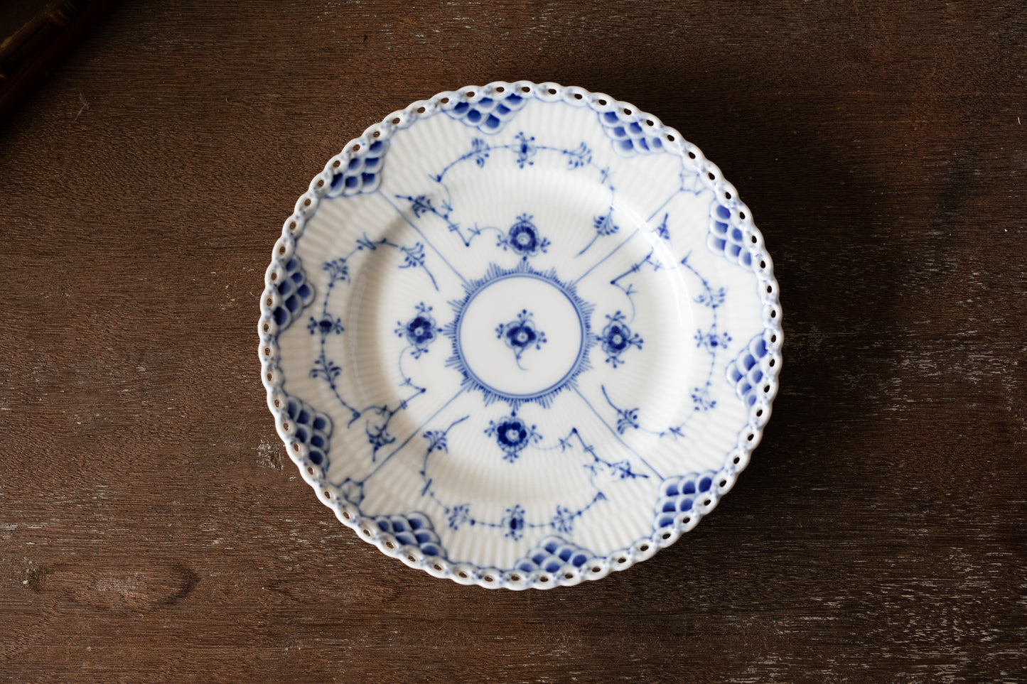 ロイヤルコペンハーゲン/ブルーフルーテッド/フルレース 17.5cm ケーキプレート