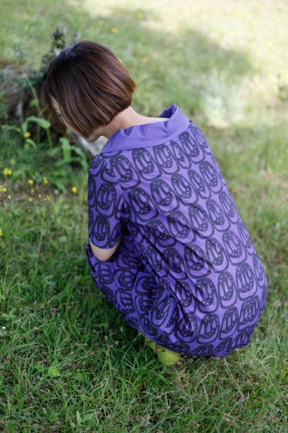 北欧ヴィンテージ/ワンピース/パープルテキスタイル【ヨーロッパ古着】