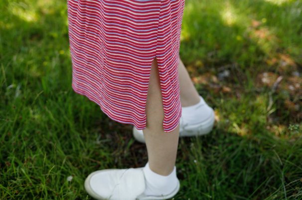 北欧ヴィンテージ/ワンピース/レッドボーダー【ヨーロッパ古着】