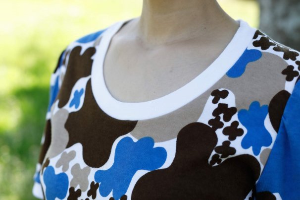 北欧ヴィンテージ/ワンピース/ブルー×ブラウン テキスタイル【ヨーロッパ古着】