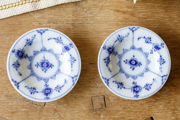 ブルーフルーテッド/プレーン 豆皿2枚セット