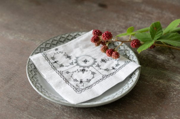 ロイヤルコペンハーゲン ブラックフルーテッド エコペーパーナプキン Sサイズ24cm(4つ折り9.6cm)/20枚入り(塩素不使用)