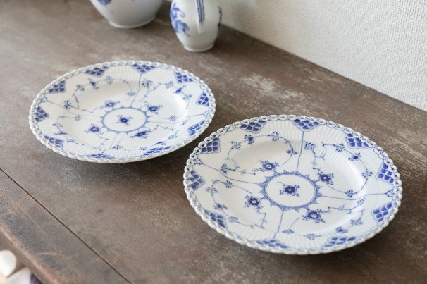 ブルーフルーテッド/フルレース 23.5cm ランチプレート 2枚セット