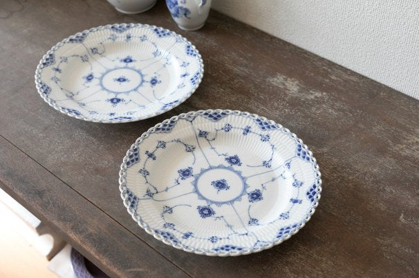 ブルーフルーテッド/フルレース 25cm ディナープレート 2枚セット