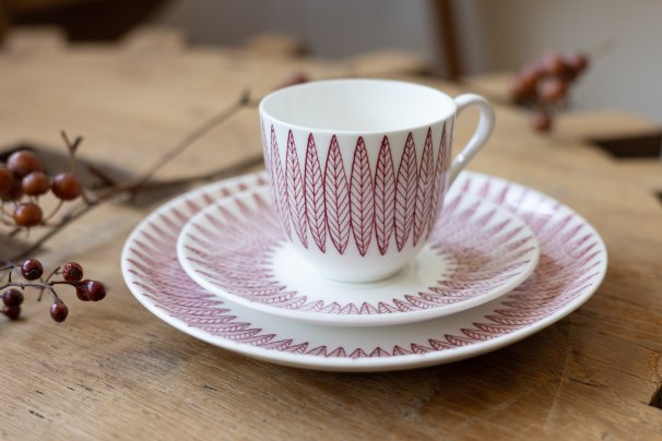 グスタフスベリ/GUSTAVSBERG サリックス/Salix ヴィンテージ版 トリオセット(カップ&ソーサー&ケーキプレート)①