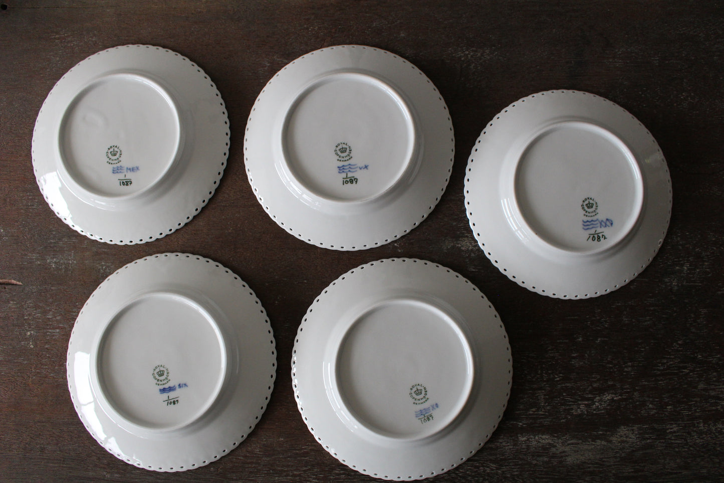 ロイヤルコペンハーゲン/ブルーフルーテッド/フルレース 17.5cm ケーキプレート 5枚セット