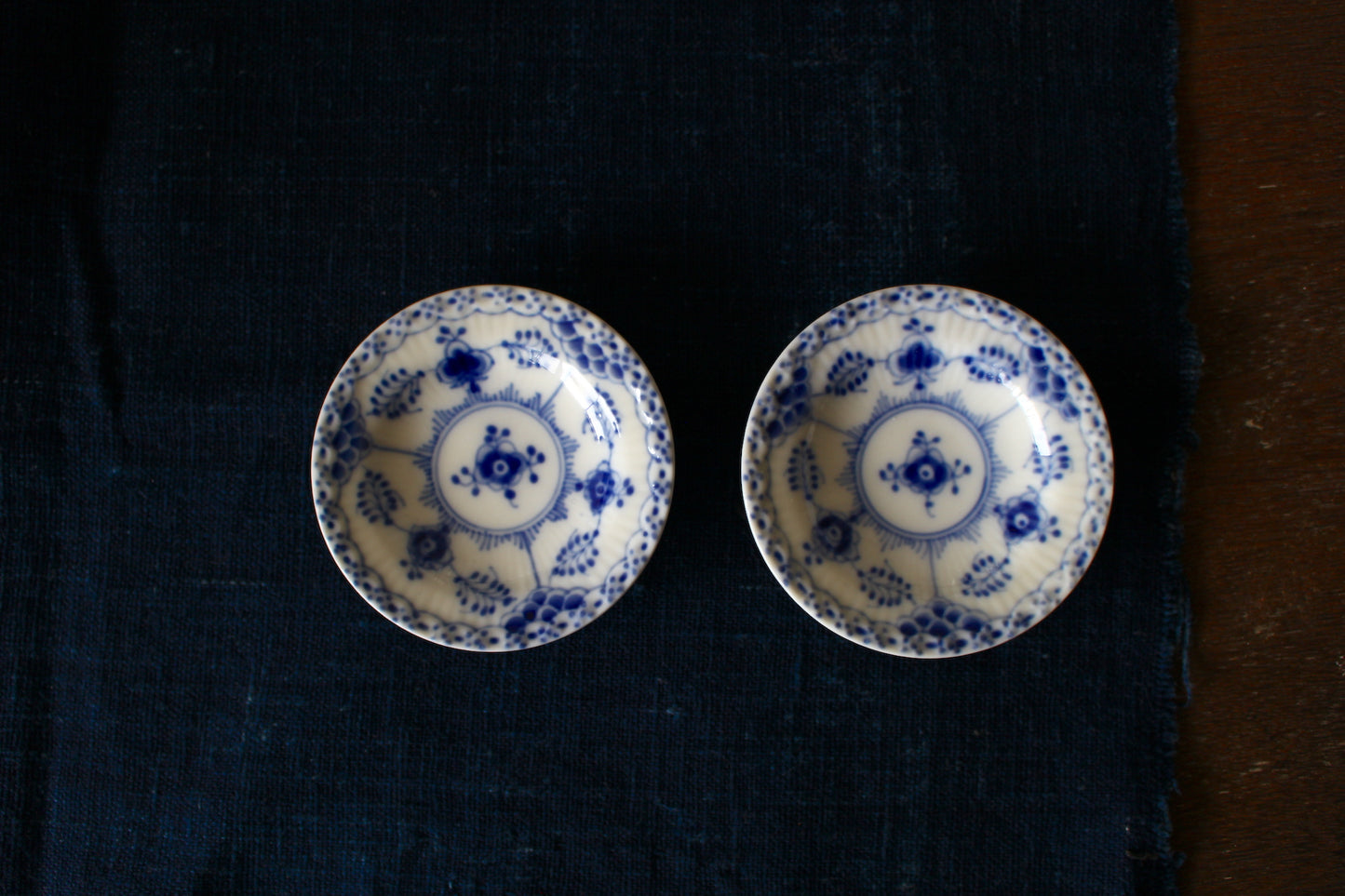 ロイヤルコペンハーゲン/ブルーフルーテッド/ハーフレース 豆皿・バターパッド7.3cm 2枚セット