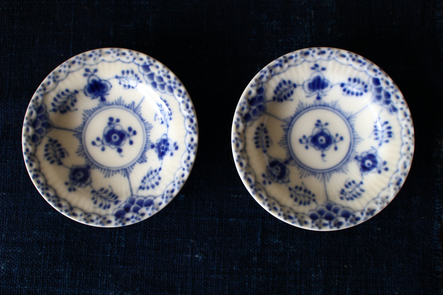 ロイヤルコペンハーゲン/ブルーフルーテッド/ハーフレース 豆皿・バターパッド7.3cm 2枚セット