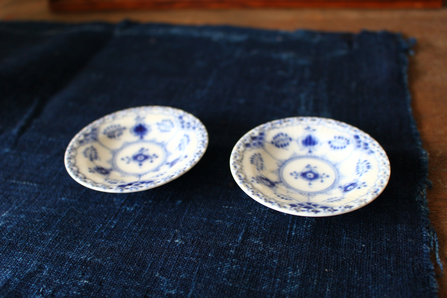 ロイヤルコペンハーゲン/ブルーフルーテッド/ハーフレース 豆皿・バターパッド7.3cm 2枚セット