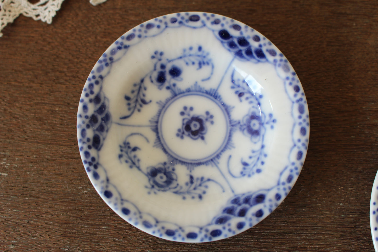 ロイヤルコペンハーゲン/ブルーフルーテッド/ハーフレース 豆皿・バターパッド7.3cm 2枚セット