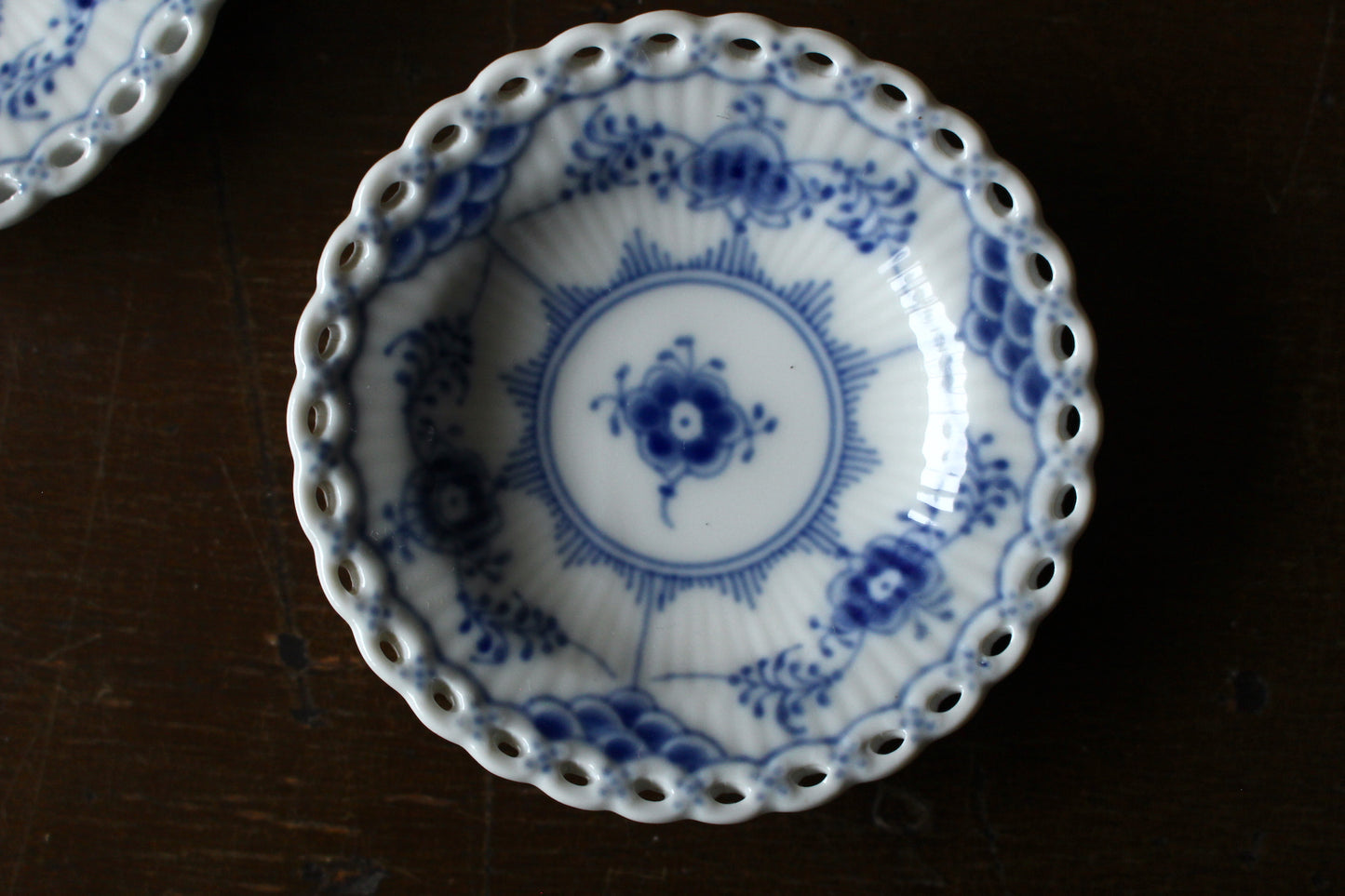 ロイヤルコペンハーゲン/ブルーフルーテッド/フルレース 豆皿・バターパッド7.5cm 2枚セット