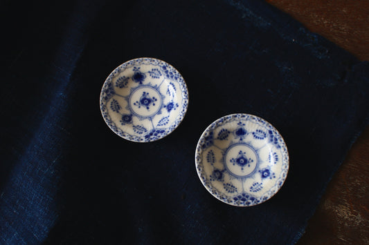 ロイヤルコペンハーゲン/ブルーフルーテッド/ハーフレース 豆皿・バターパッド7.3cm 2枚セット