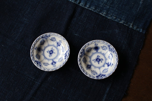 ロイヤルコペンハーゲン/ブルーフルーテッド/ハーフレース 豆皿・バターパッド7.3cm 2枚セット