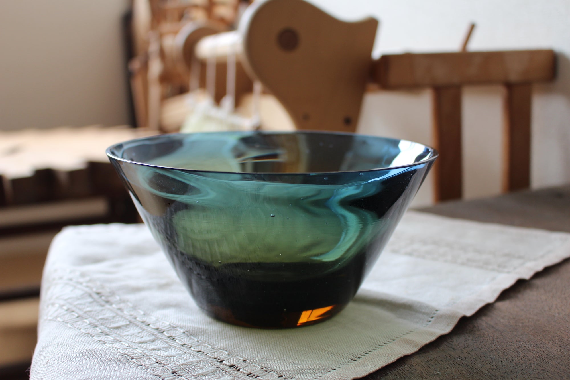 Pukebergスウェーデン北欧ビンテージシェル型ガラスボウル Pukebergスウェーデン北欧ビンテージシェル型ガラスボウル