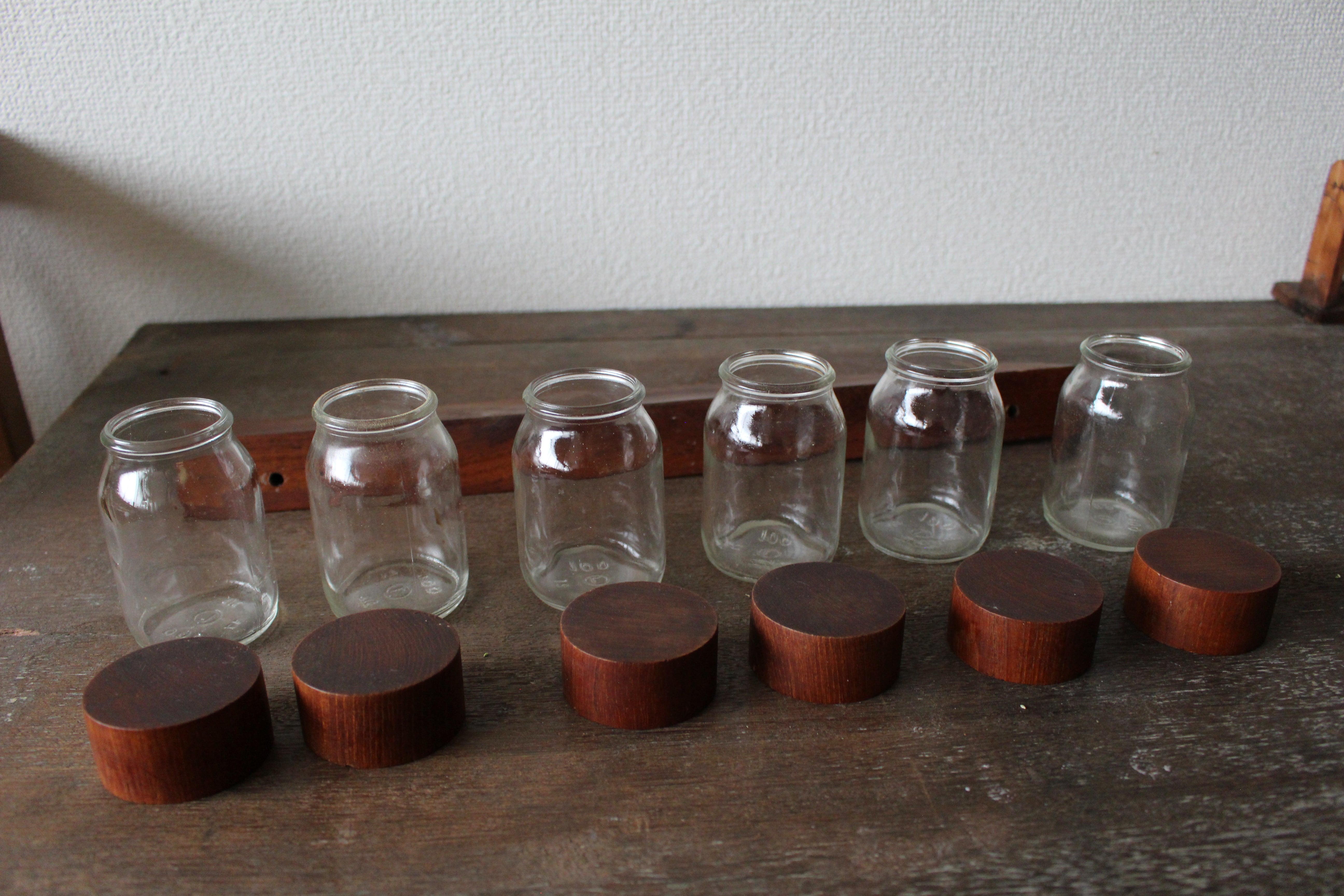 デンマーク製 チーク材 Digsmed スパイスラック&ガラスジャー6セット