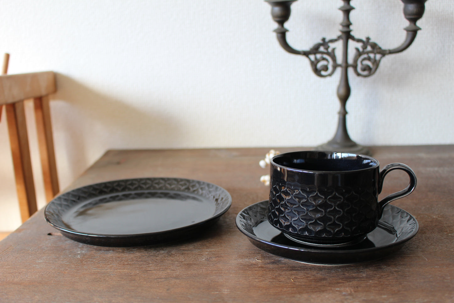 Cordial Palet（コーディアル パレット）ブラック トリオセット　カップ＆ソーサー &ケーキプレート