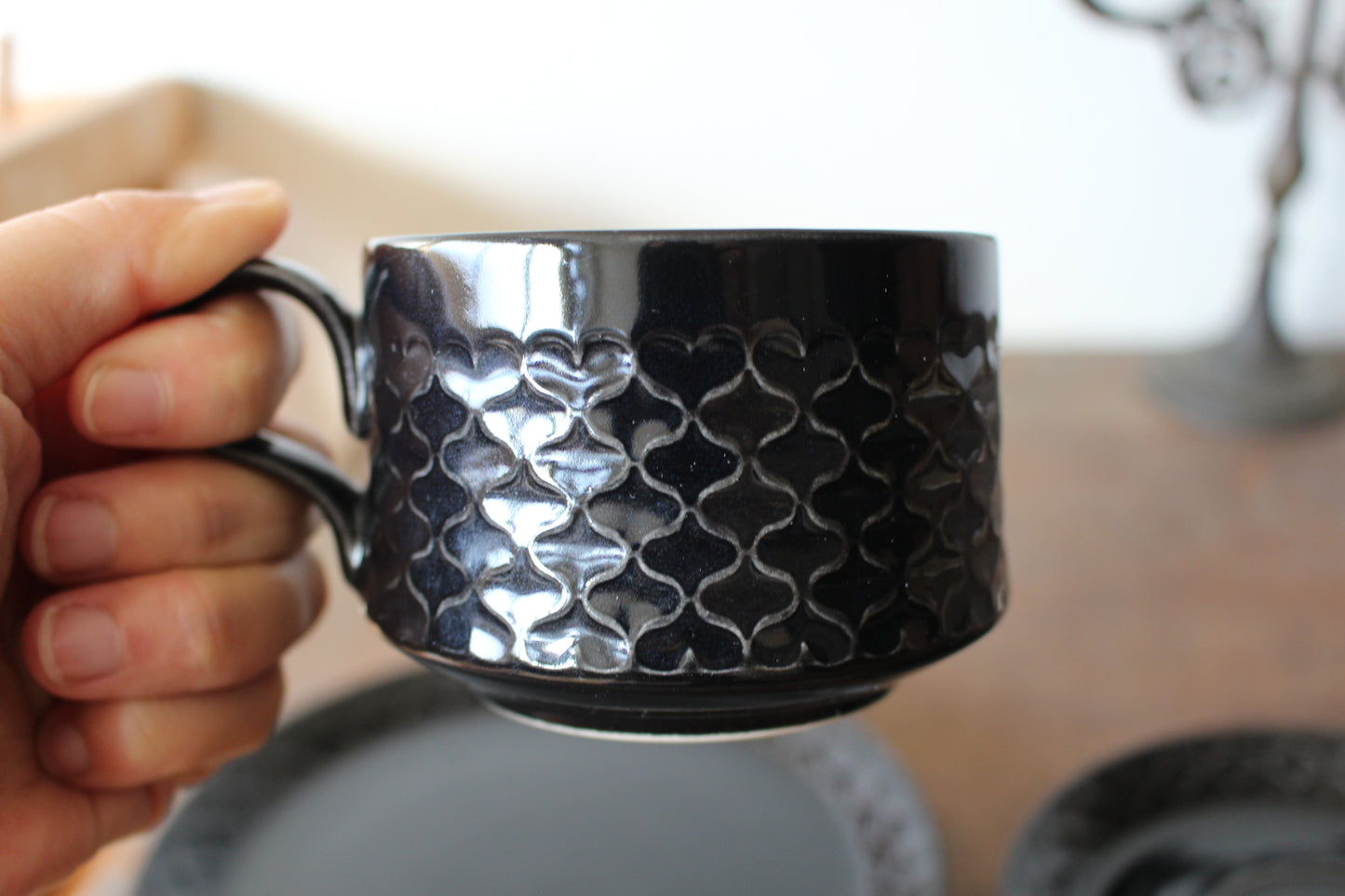 Cordial Palet（コーディアル パレット）ブラック トリオセット　カップ＆ソーサー &ケーキプレート