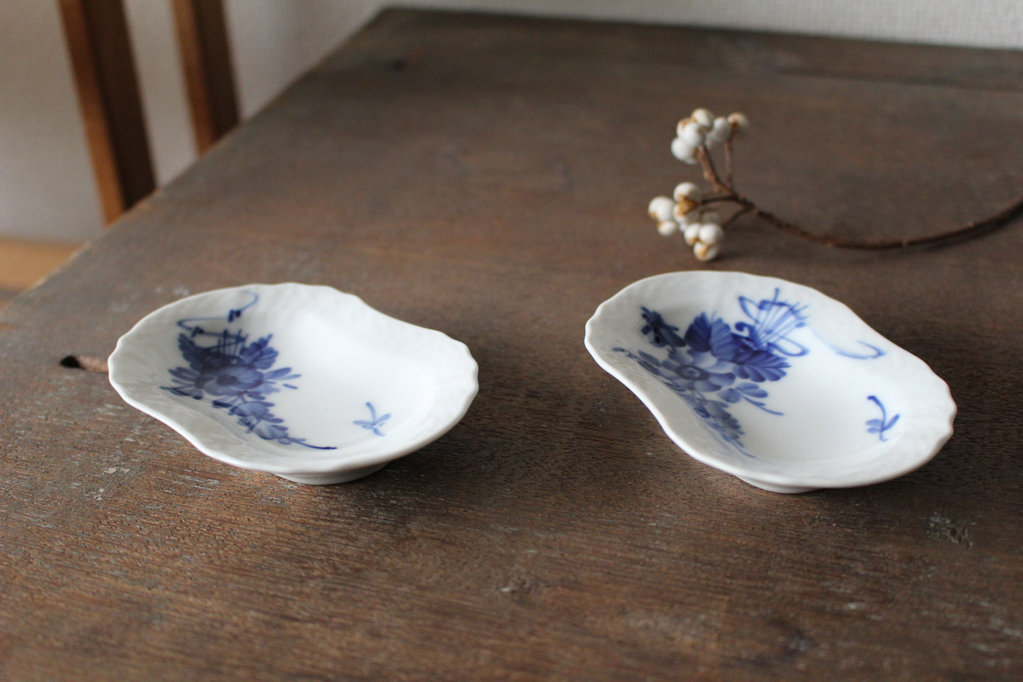 ロイヤルコペンハーゲン/ブルーフラワー/カーブ　楕円豆皿・バターパッド2枚セット