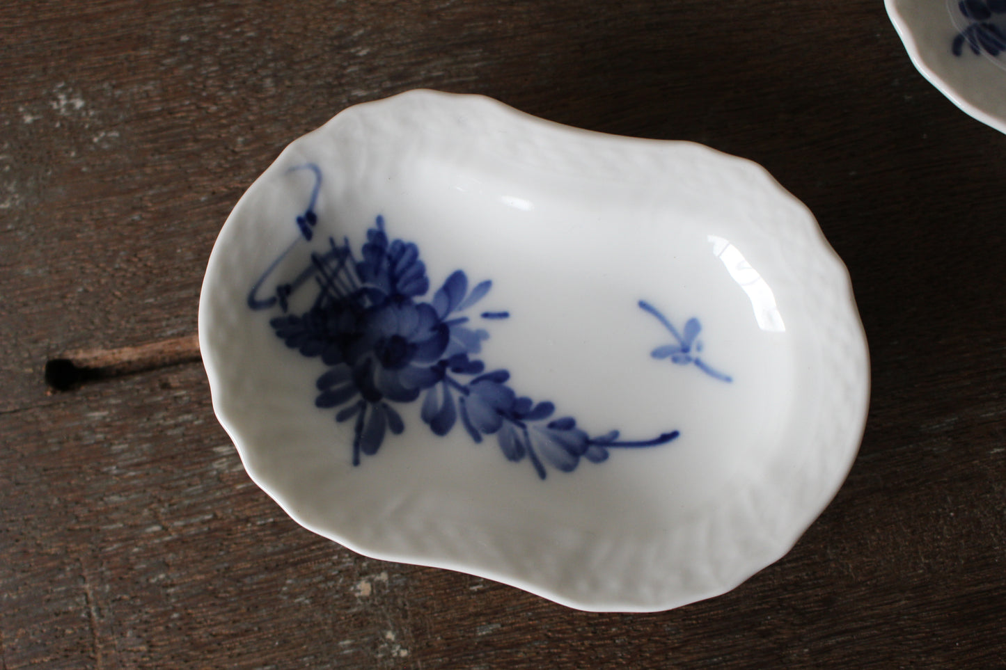 ロイヤルコペンハーゲン/ブルーフラワー/カーブ　楕円豆皿・バターパッド2枚セット