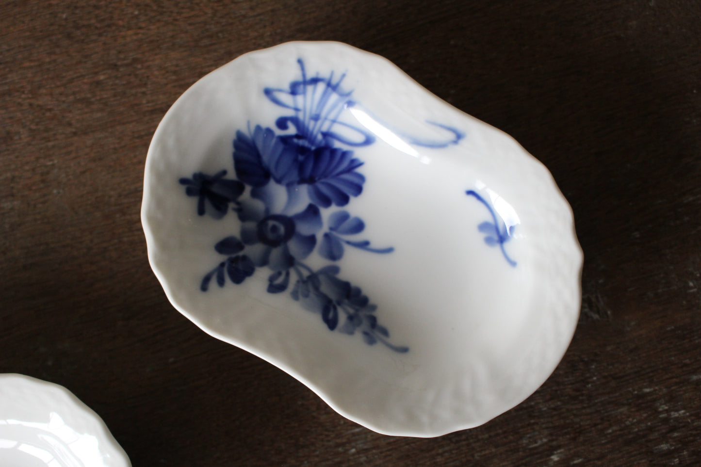 ロイヤルコペンハーゲン/ブルーフラワー/カーブ　楕円豆皿・バターパッド2枚セット