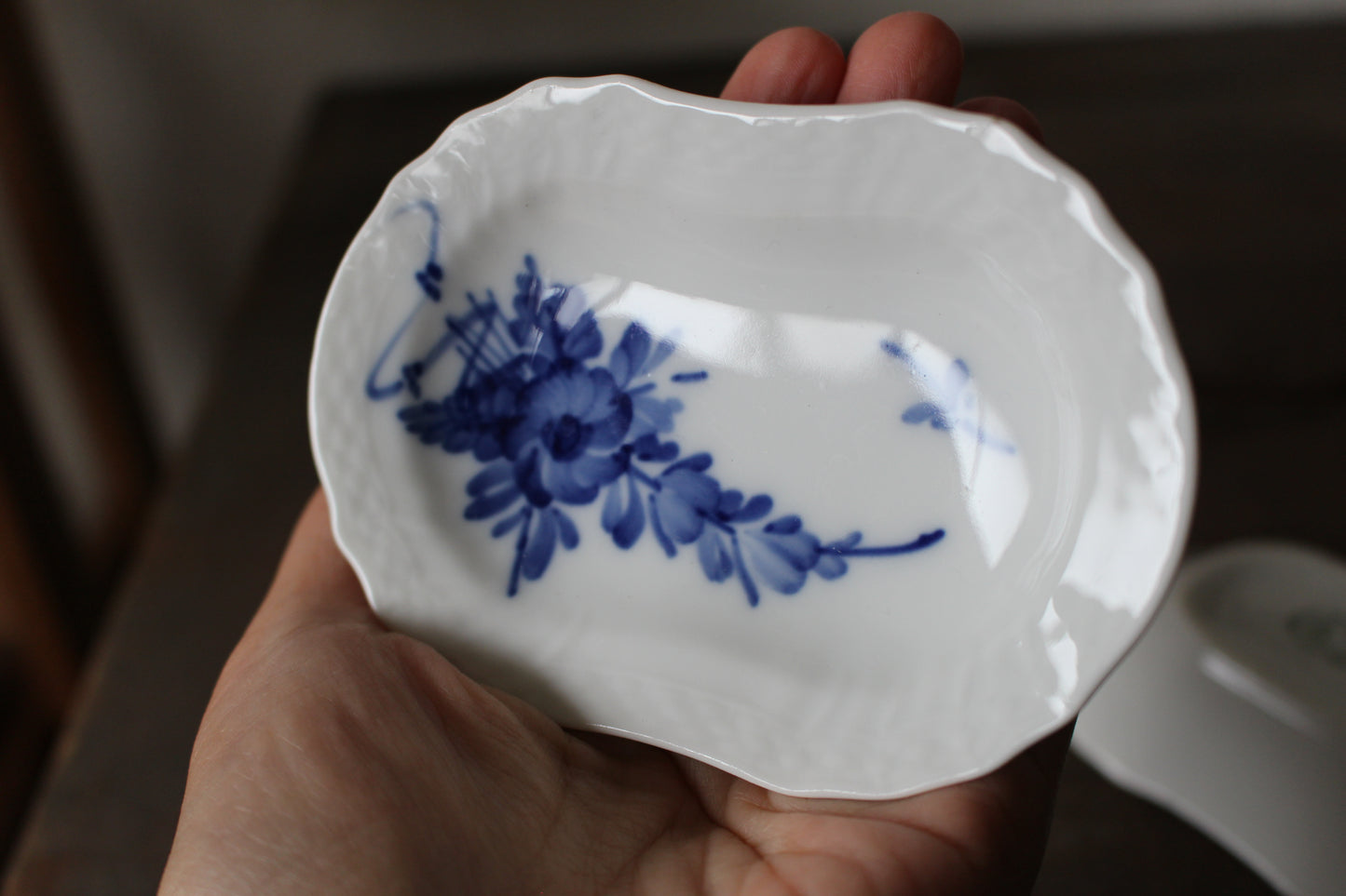 ロイヤルコペンハーゲン/ブルーフラワー/カーブ　楕円豆皿・バターパッド2枚セット