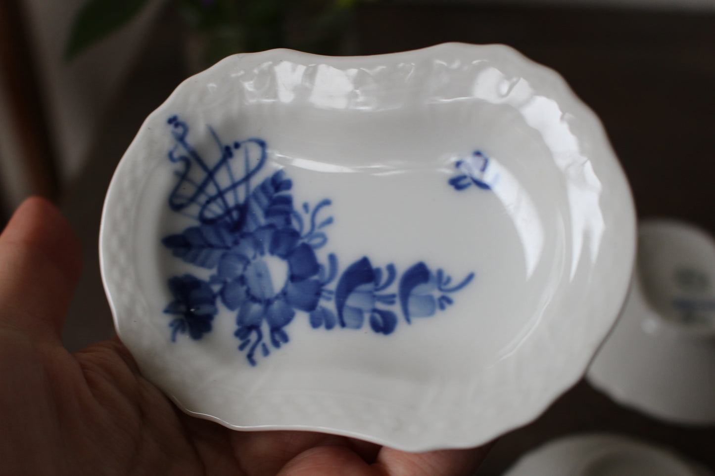 ロイヤルコペンハーゲン/ブルーフラワー/カーブ　楕円豆皿・バターパッド4枚セット