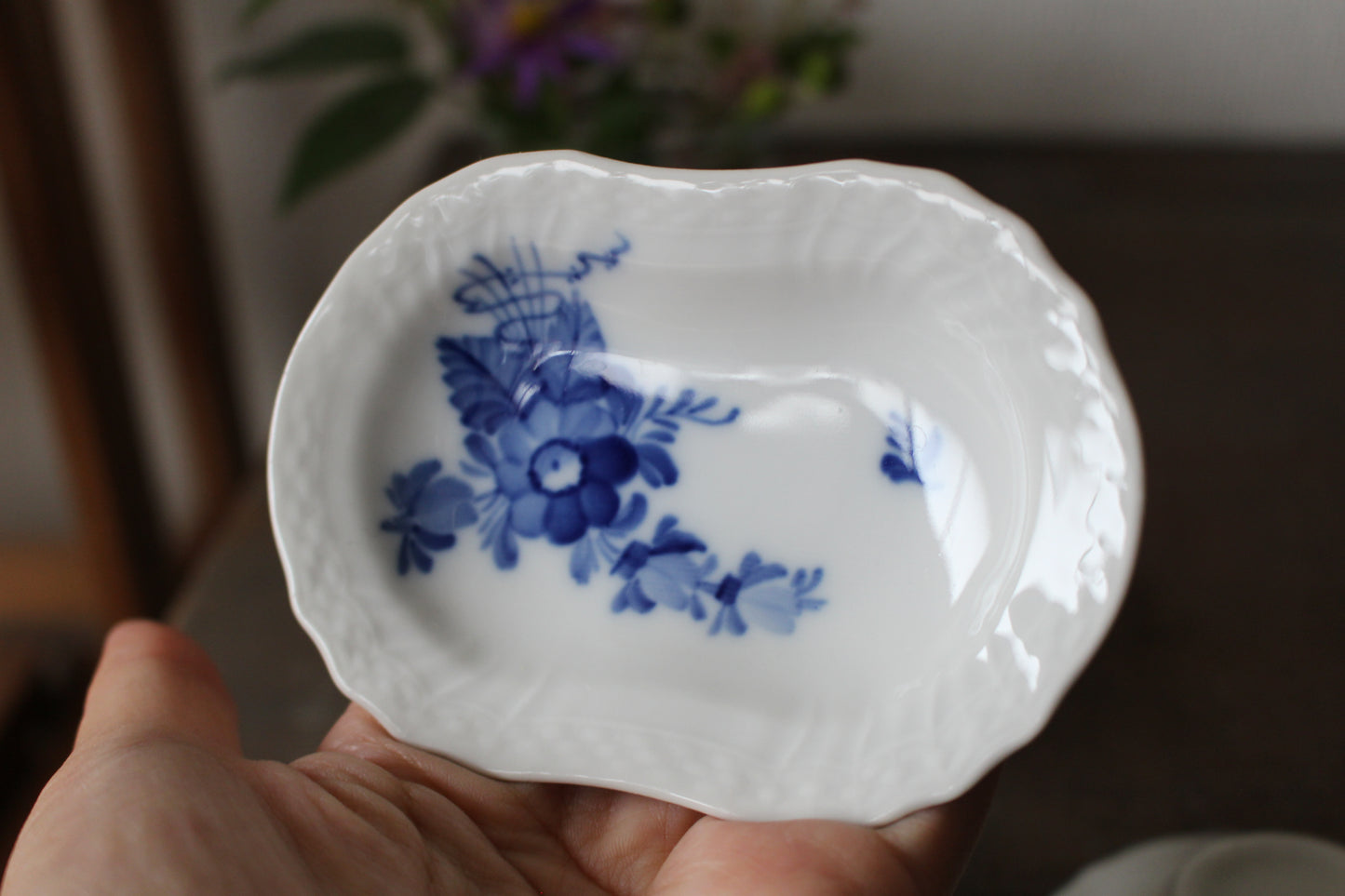 ロイヤルコペンハーゲン/ブルーフラワー/カーブ　楕円豆皿・バターパッド4枚セット