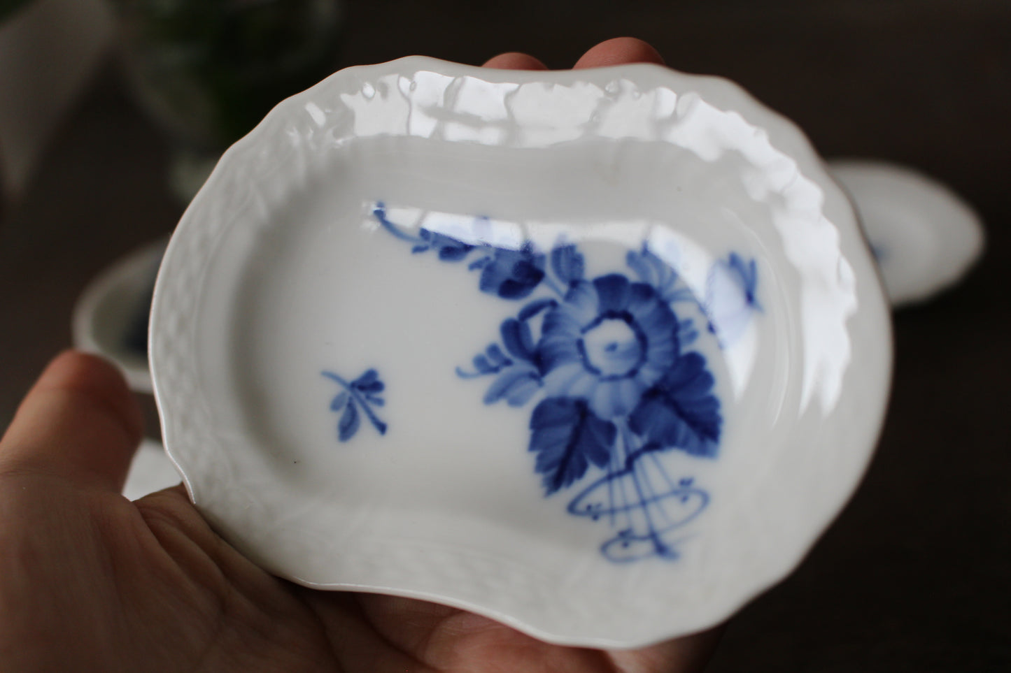 ロイヤルコペンハーゲン/ブルーフラワー/カーブ　楕円豆皿・バターパッド4枚セット