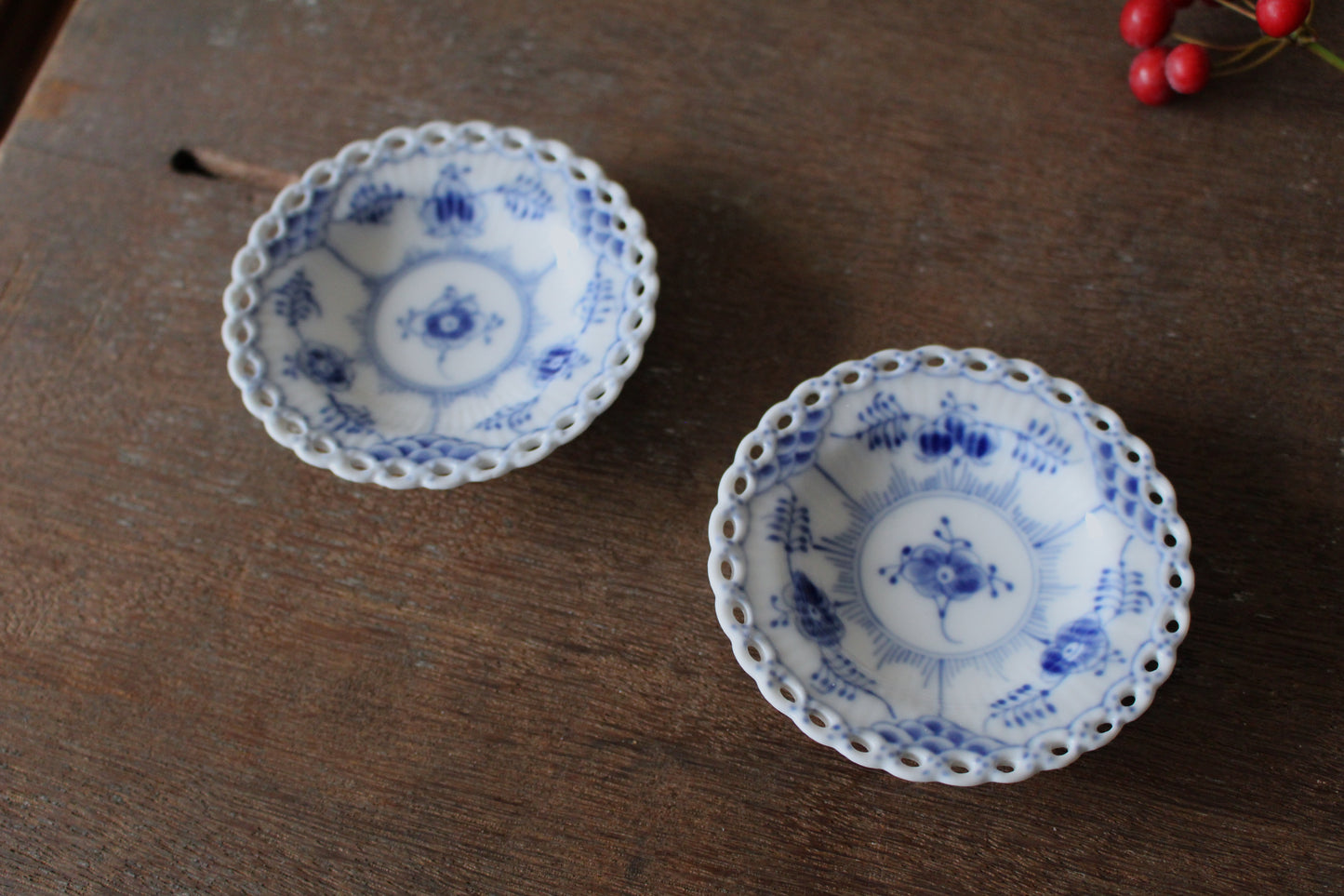 ロイヤルコペンハーゲン/ブルーフルーテッド/フルレース 豆皿・バターパッド7.5cm 2枚セット