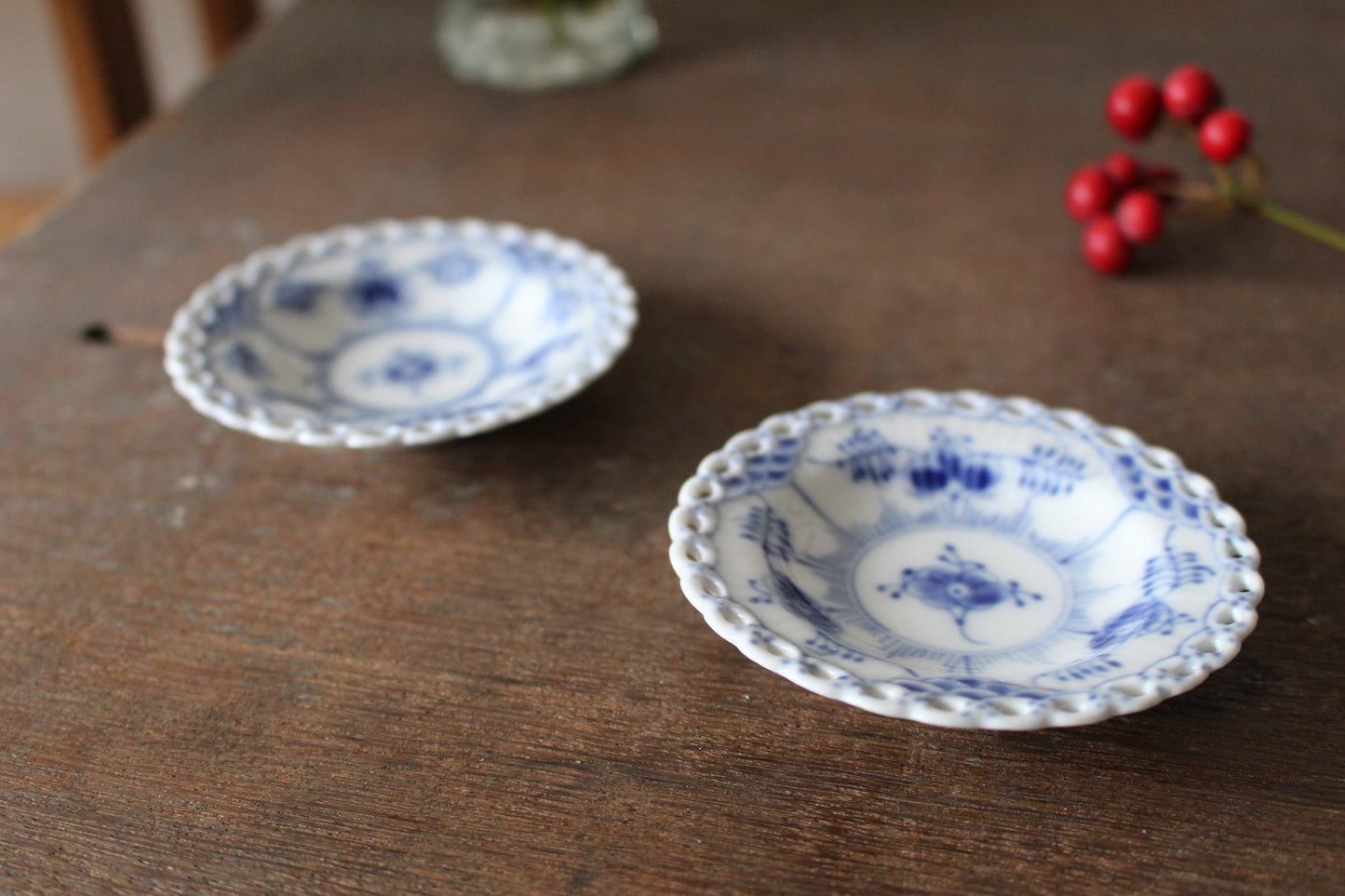 ロイヤルコペンハーゲン/ブルーフルーテッド/フルレース 豆皿・バターパッド7.5cm 2枚セット