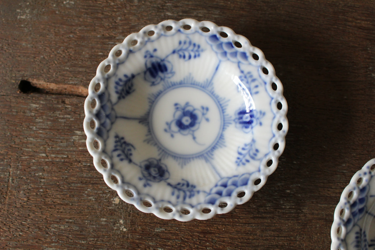 ロイヤルコペンハーゲン/ブルーフルーテッド/フルレース 豆皿・バターパッド7.5cm 2枚セット