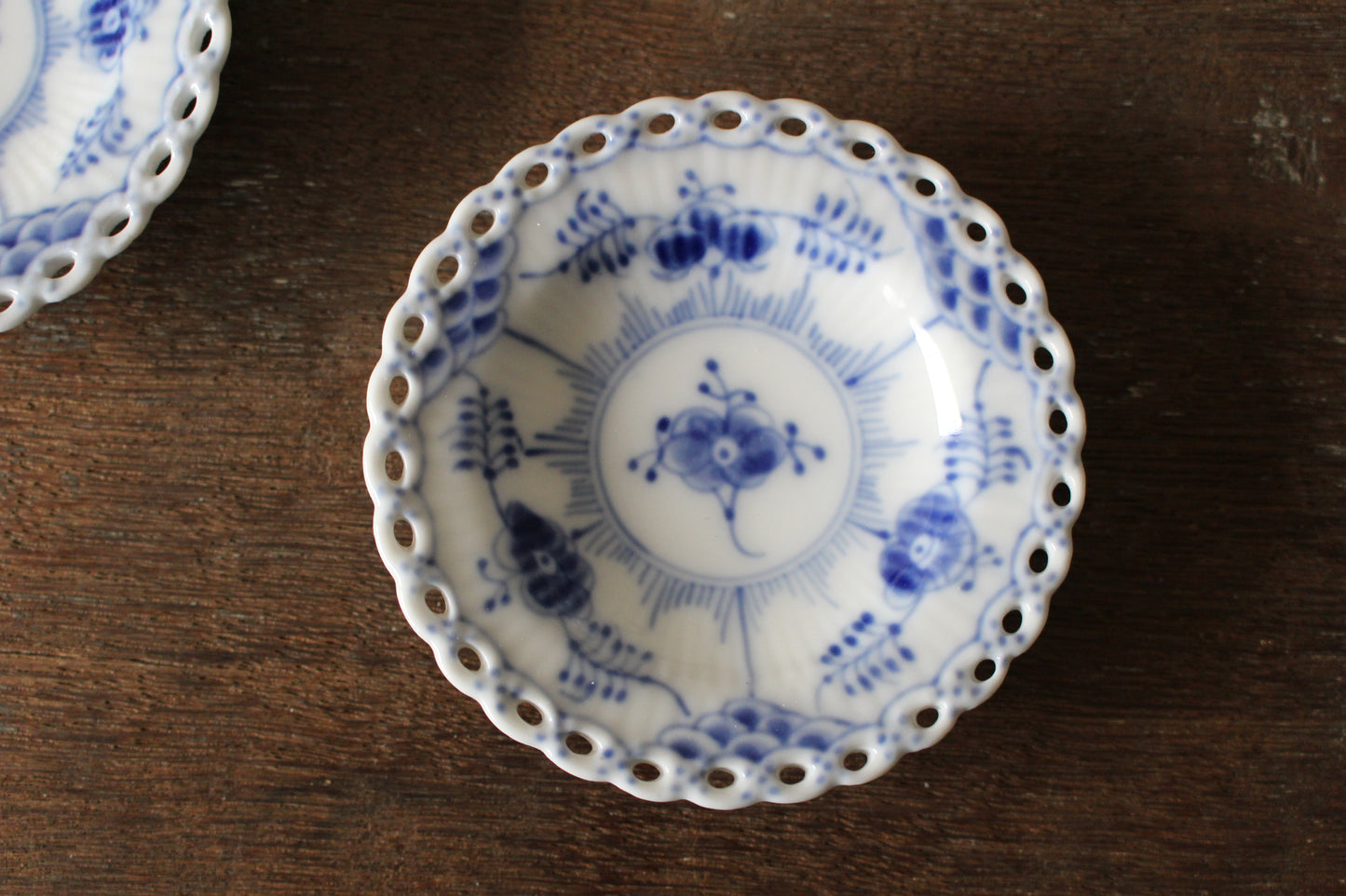 ロイヤルコペンハーゲン/ブルーフルーテッド/フルレース 豆皿・バターパッド7.5cm 2枚セット