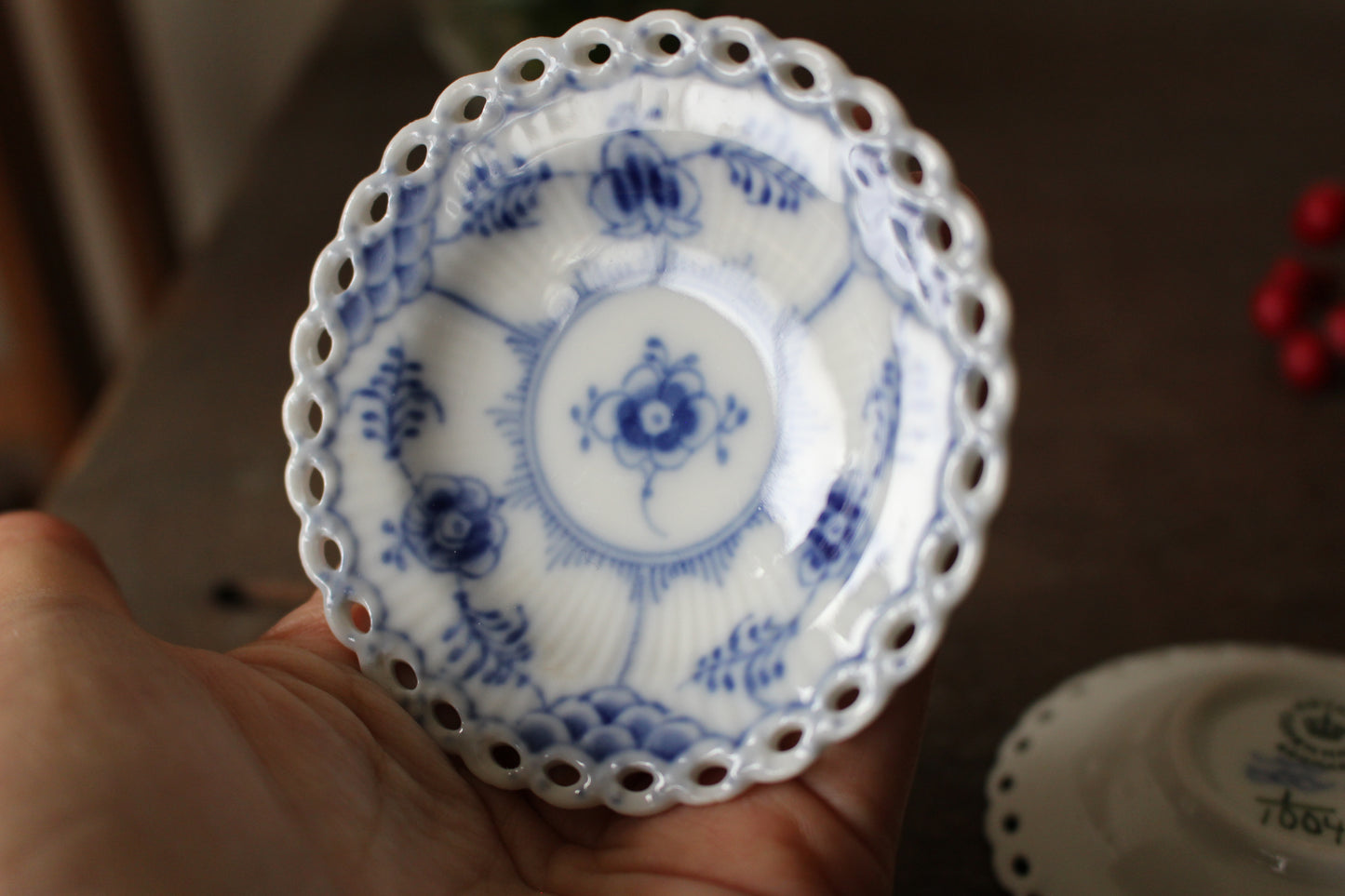 ロイヤルコペンハーゲン/ブルーフルーテッド/フルレース 豆皿・バターパッド7.5cm 2枚セット