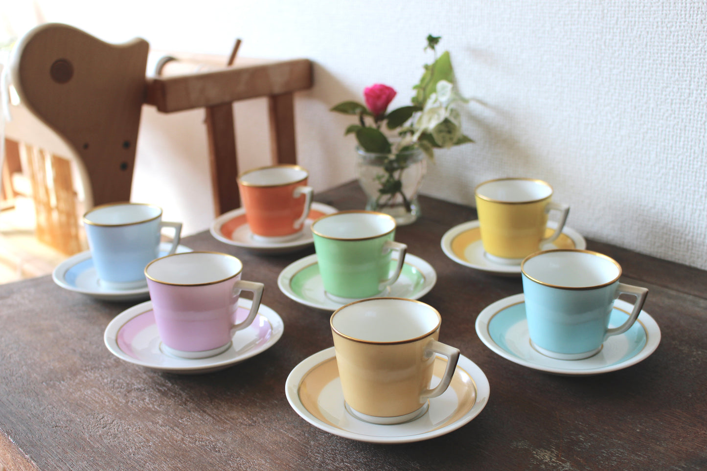 ロイヤルコペンハーゲン デミタスカップ&ソーサー 7色セット