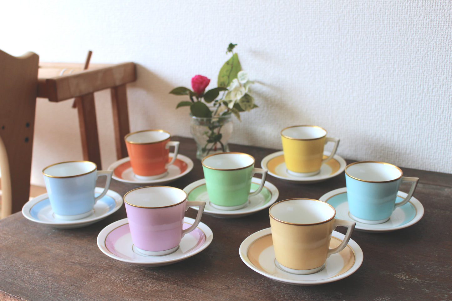 ロイヤルコペンハーゲン デミタスカップ&ソーサー 7色セット
