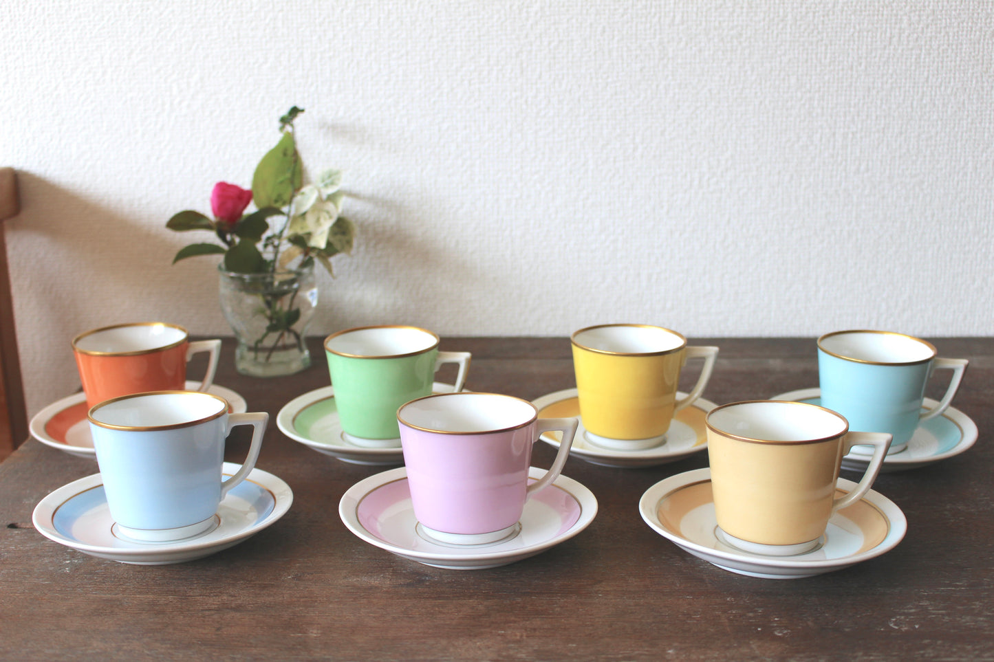 ロイヤルコペンハーゲン デミタスカップ&ソーサー 7色セット