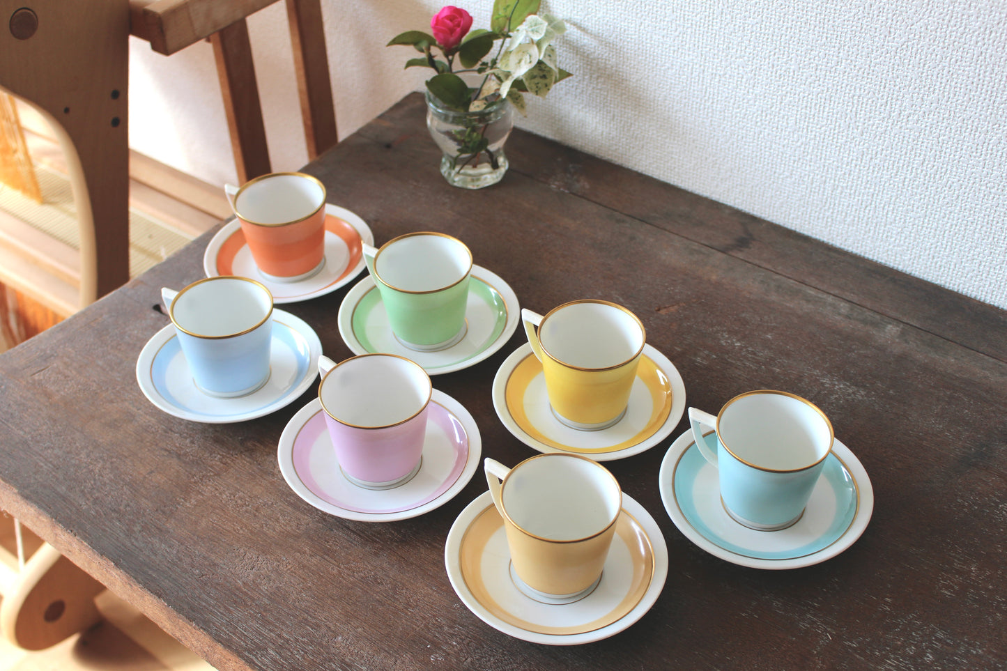 ロイヤルコペンハーゲン デミタスカップ&ソーサー 7色セット