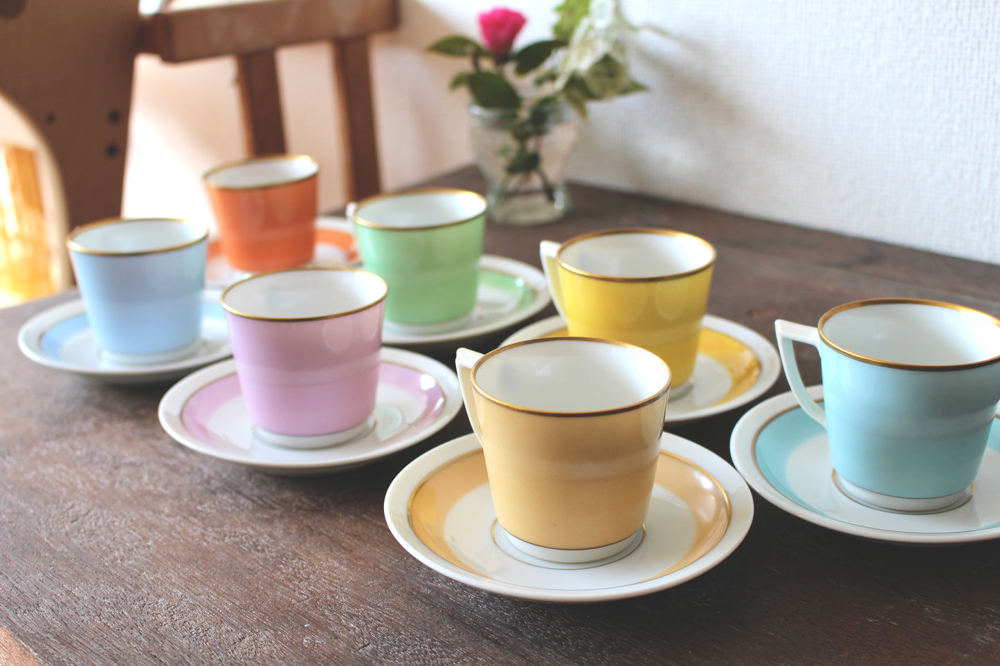 ロイヤルコペンハーゲン デミタスカップ&ソーサー 7色セット