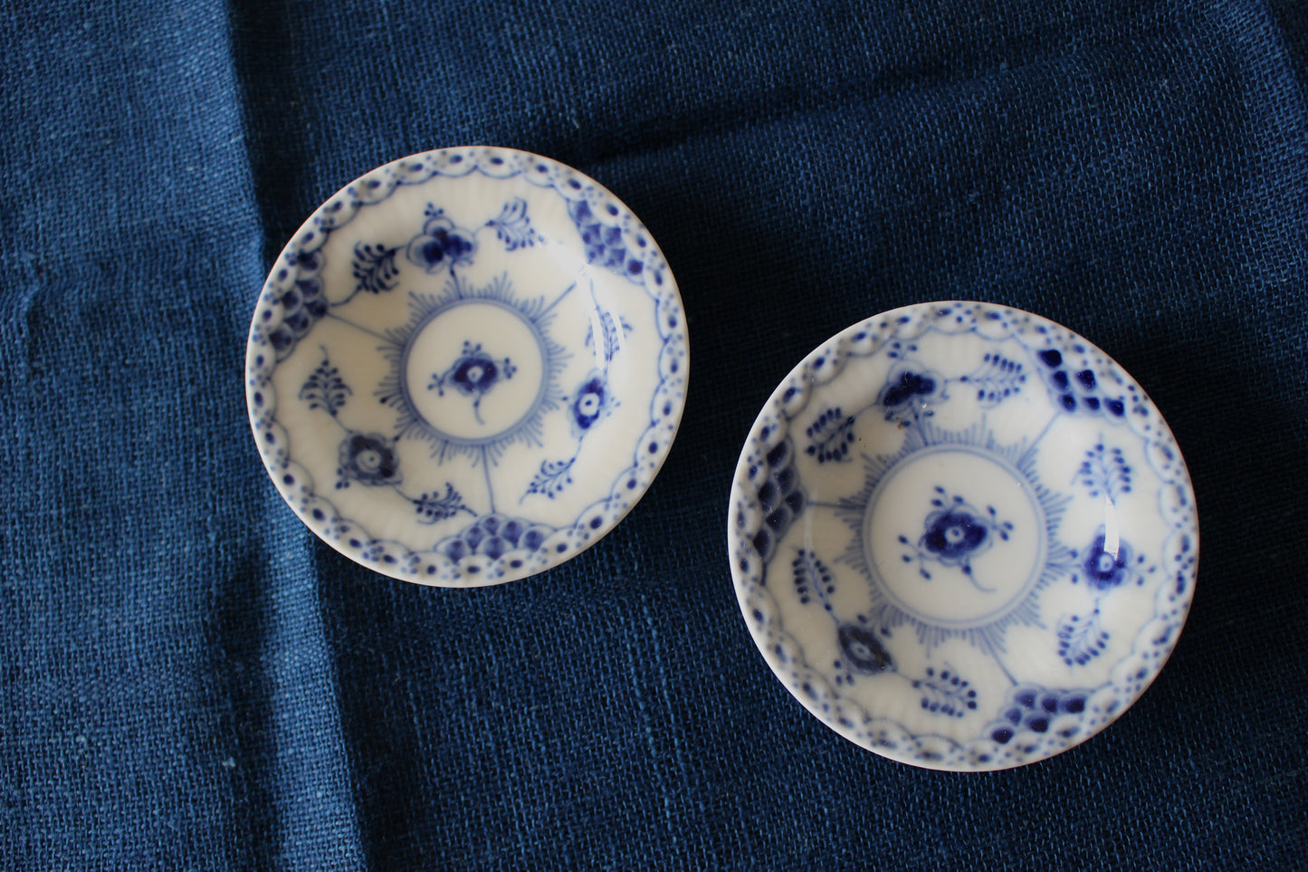 ロイヤルコペンハーゲン/ブルーフルーテッド/ハーフレース 豆皿・バターパッド7.3cm 2枚セット