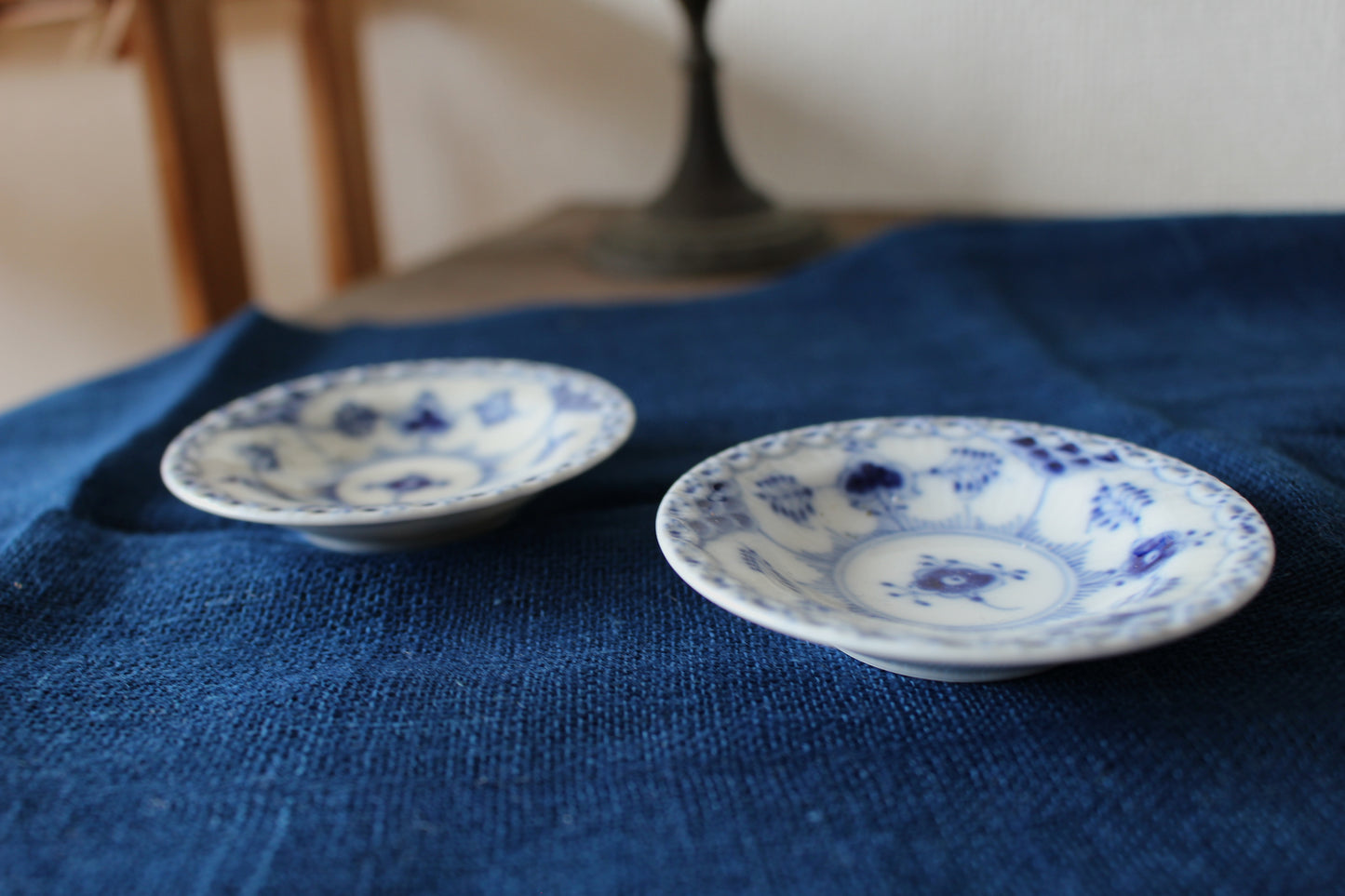 ロイヤルコペンハーゲン/ブルーフルーテッド/ハーフレース 豆皿・バターパッド7.3cm 2枚セット